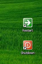 Shutdown restart icons on desktop